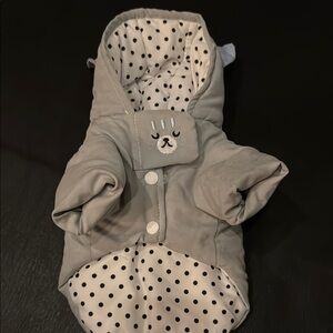 Gray Polka Dot Pet Hoodie coat xxs